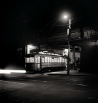 April  Baltimore Maryland Trolley leaving the terminal at night